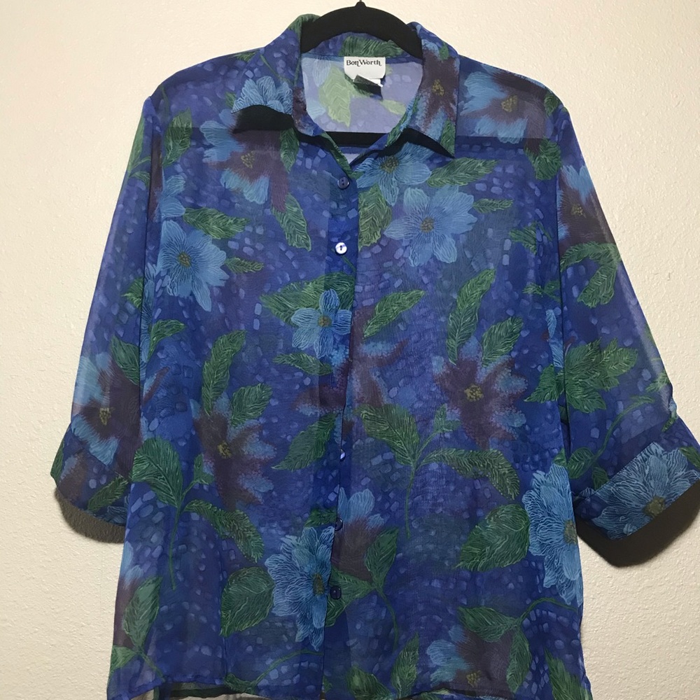 Sheer blue button up
